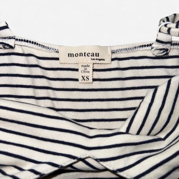 NWOT Cream and Navy Striped Stretchy Jumpsuit - Picture 2 of 8